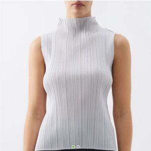 Pleats Please issey miyake mock neck top - light blue size 2